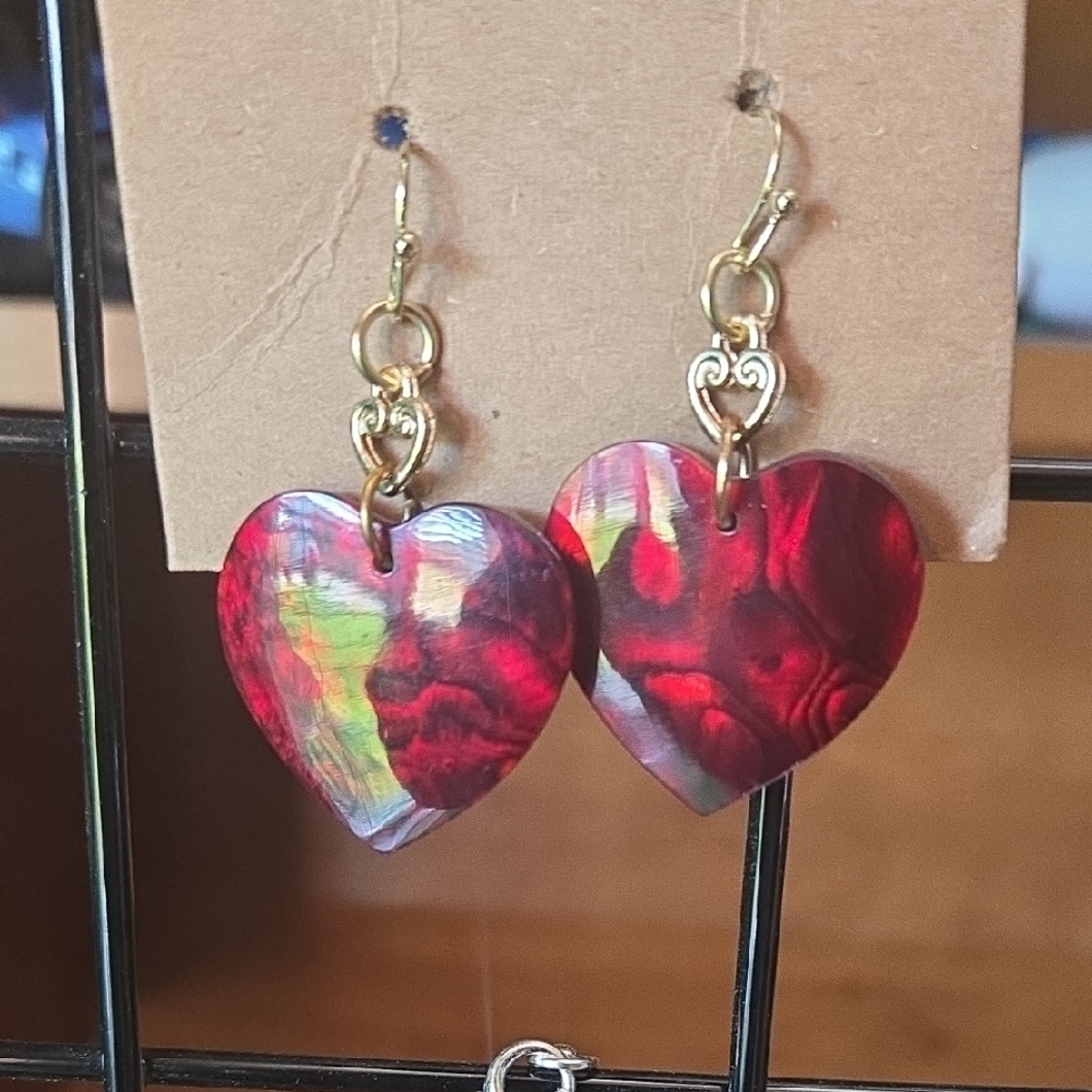 Heart-Shaped Red Earrings